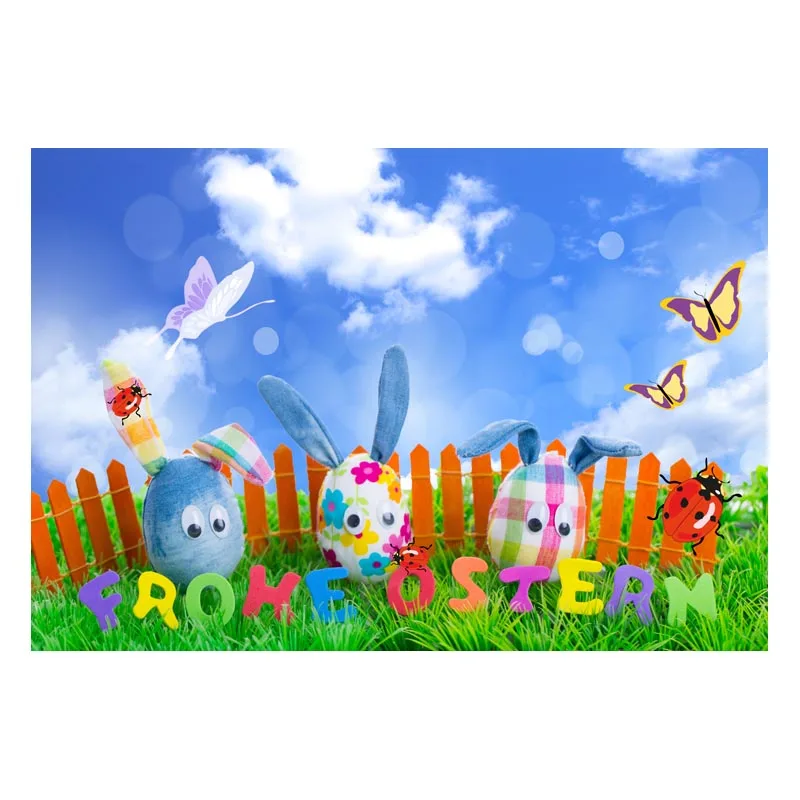 Outdoor Easter egg and bunny photo backdrop vinyl newborn photography backgrounds for photo Studio accessories fotografia GE-184