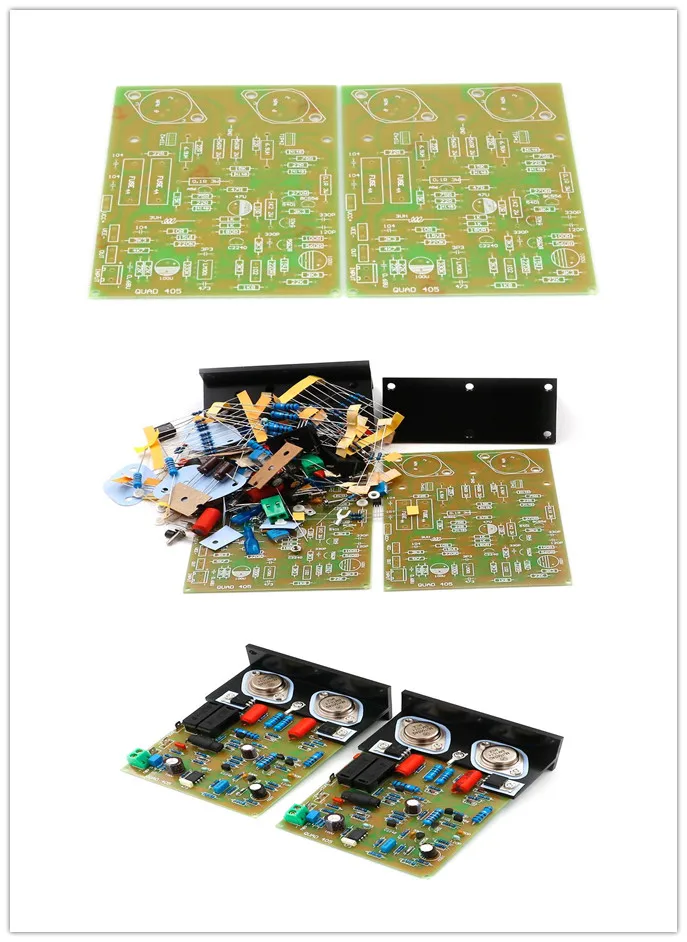 Hifi QUAD-405 CLONE Amplifier board /Pcb/ kit MJ15024+Angle aluminum (2 channel) 100W*2 AMP