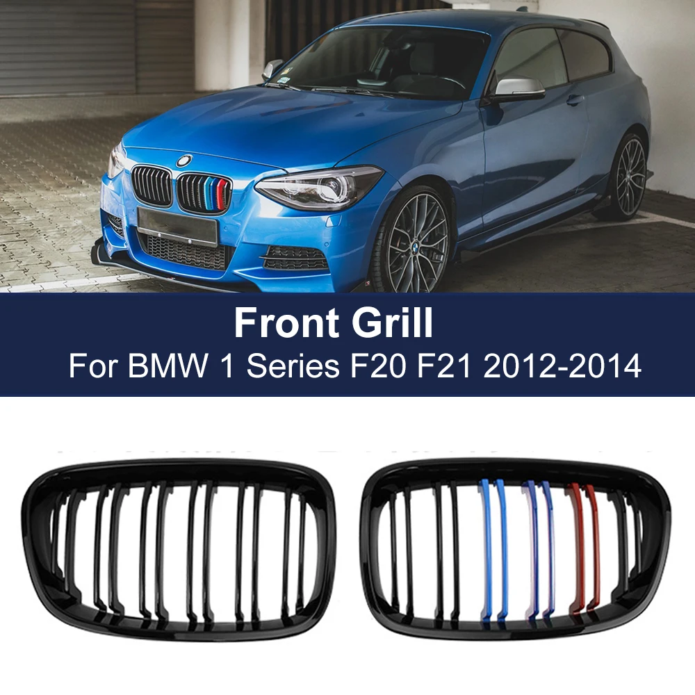 

Thultra One Pair Front Kidney Grill Grille For Bmw F20 F21 1 Series 11-14 Glossy Black M Color Double Slat Racing Sport Grills