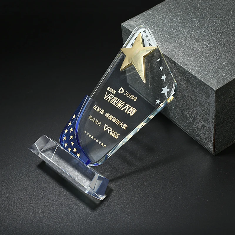 Customized Engraving Glass Sports Souvenirs StarTrophy League Cup Competition Award Crystal Handicraft Souvenir