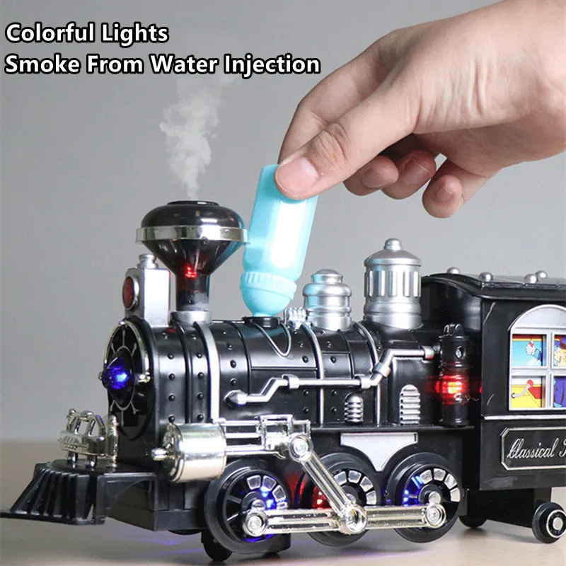 lntelligent Programming Add Water Smoke Remote Control Train 80CM DIY Assembly Parent-Child Interaction Classical Steam RC Toys