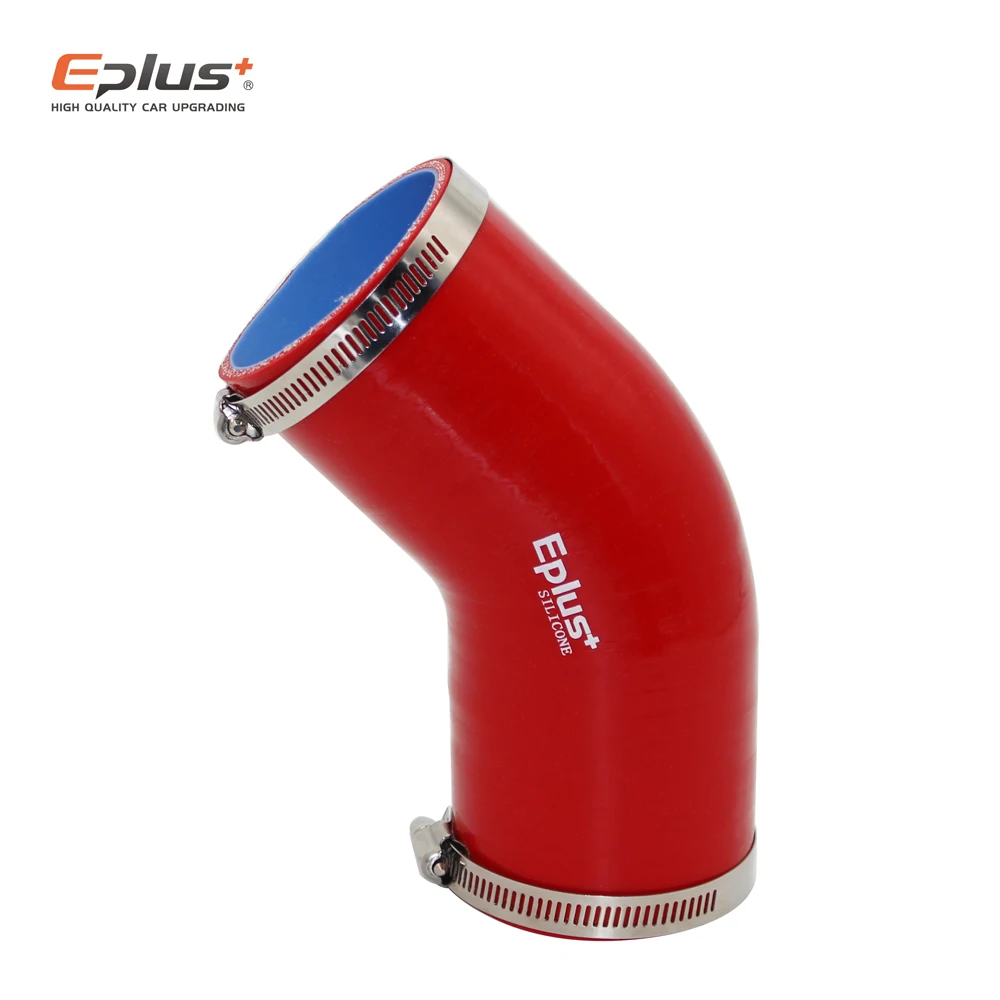 EPLUS Universal Silicone Tubing Hose Connector Intercooler Turbo Intake Pipe Coupler Hose 45 Degrees Multiple Sizes Red