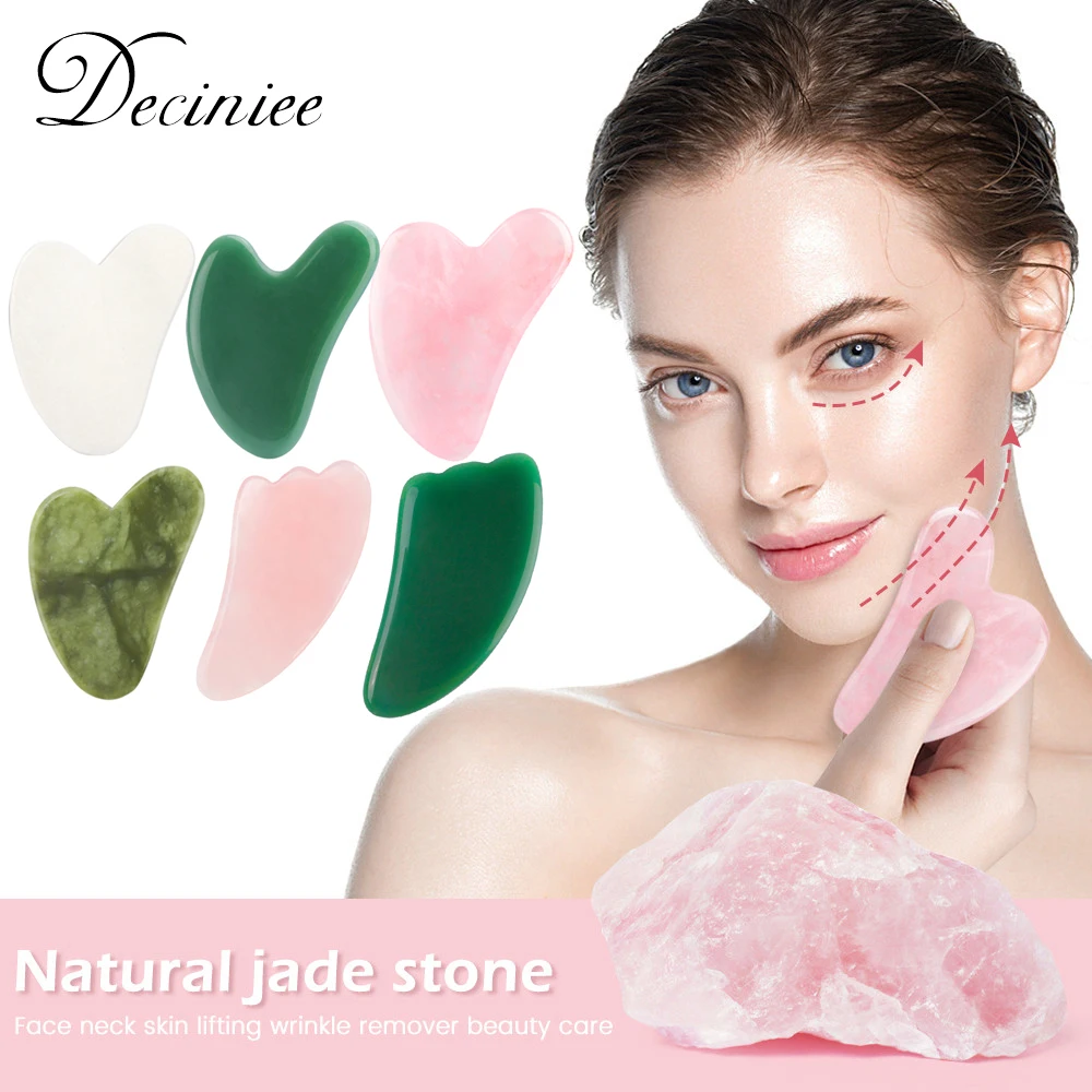 

Natural Jade Gua Sha Scraping board Rose Quartz Gua Sha Massage Plate Jade facial massager Scraper Tools For Face Neck Back Body