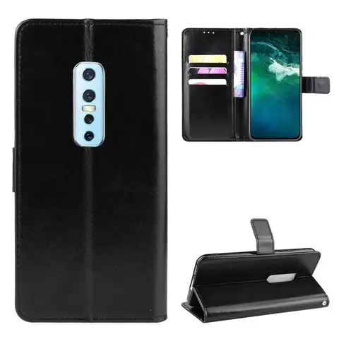 Capa vivo v17 pro com flip de couro, capa estilo carteira com flip de couro, com suporte para cartão, função de suporte, 6.44