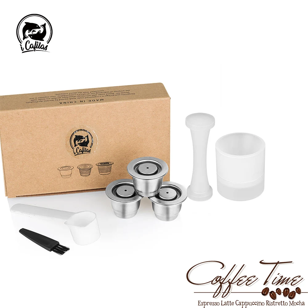 iCafilas for Nespresso Coffee Capsule Reusable Coffee Pod Stainless Steel Fillters to Essenza Mini D30 C30 & Lattissima Maker