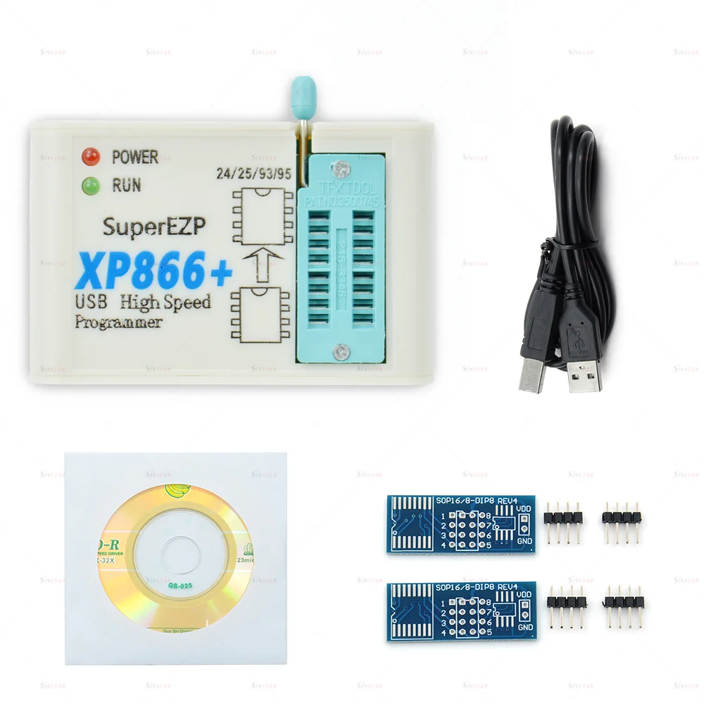 Smart Electronics XP866+ High-speed USB SPI Programmer Support 24 25 93 95EEPROM 25 Flash BIOS Chip XP866 + 12Adapters