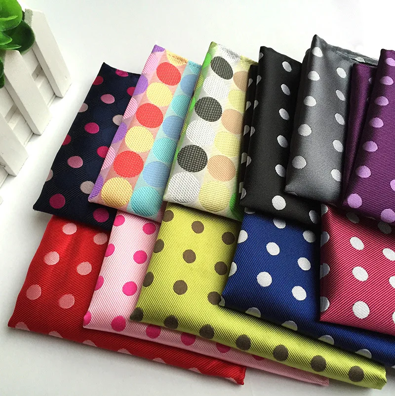 Setelan Bisnis Pria Baru 10*10 Inci Saputangan Persegi Saku untuk Pernikahan Fashion Polka Dots Hankies Handuk Saku Pria