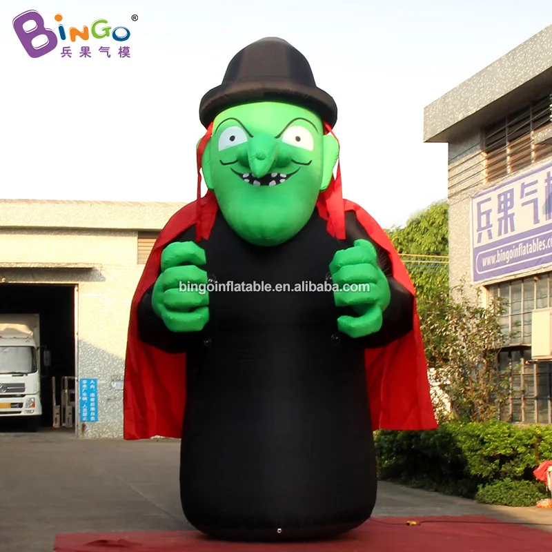 Decorative 5 Meters High Inflatable Witch for Halloween Decorations / Standing Type Witch Balloon for Display Toys