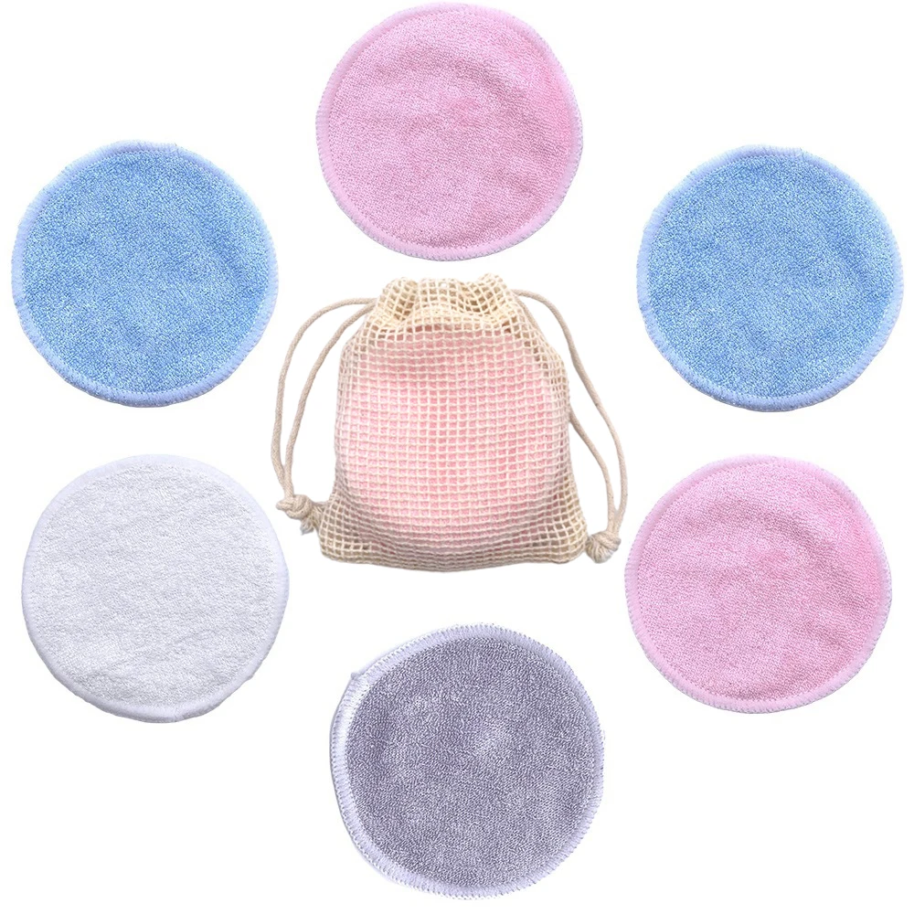 10PC Reusable Cotton Pads Makeup Remover Pads Washable Round Bamboo Make Up Pads Cloth Nursing Pads Skin Care Tool Skin Cleaning