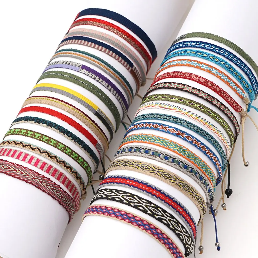 Easter Braided Bracelets For Women Pattern Boho Jewelry Friendship Rope Bracelet Vintage Weave Handmade Textile Bangles