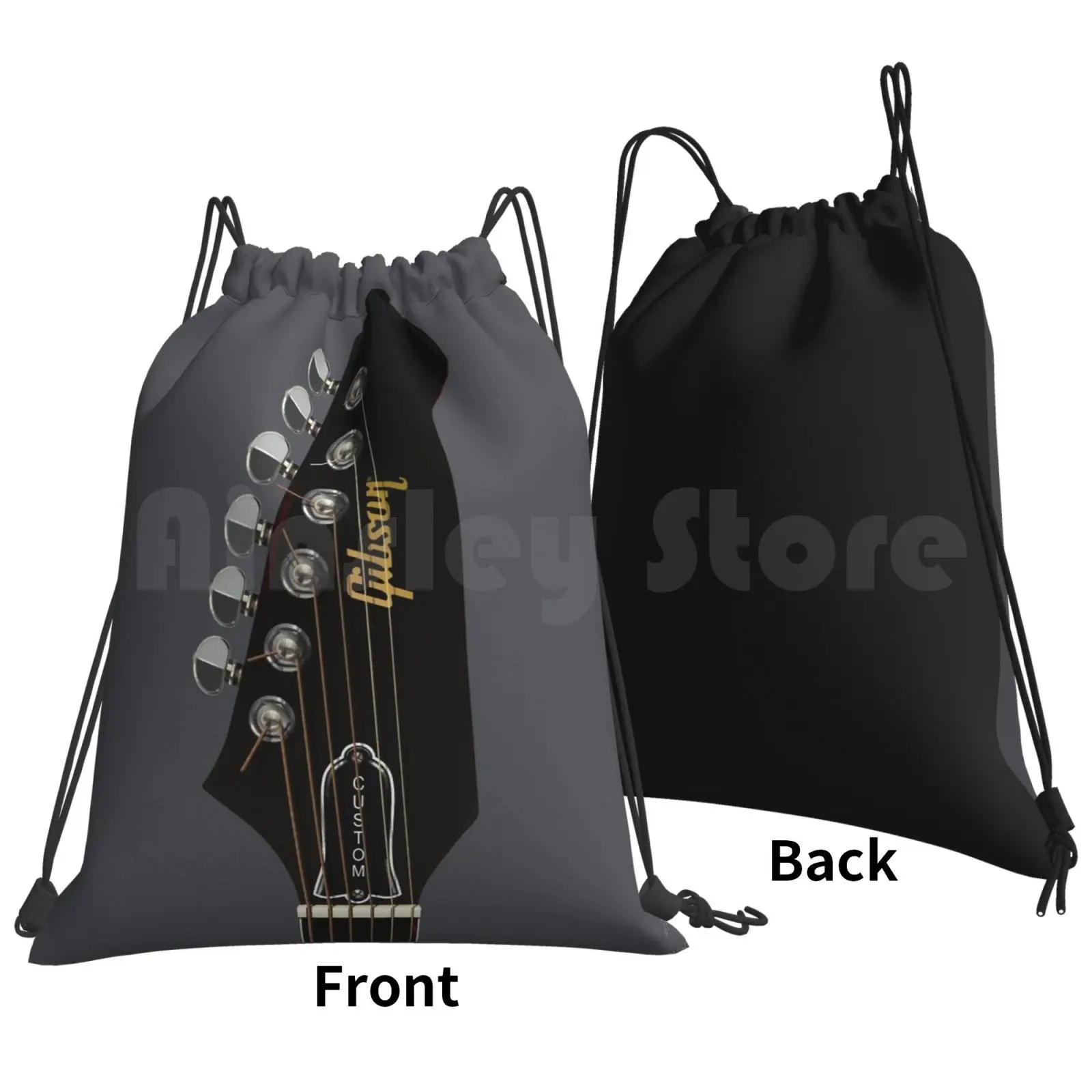 Guitar Headstock Art-Trini Lopez Backpack Drawstring Bag Riding Climbing Gym Bag Guitar Headstock Tuning String Music Neck