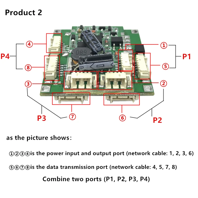 BuckโมดูลPOE Switch Board 802.3af/ที่พอร์ต30Wสำหรับกล้องIp Nvr Ipโทรศัพท์3/สวิทช์4100M PDแยก12V