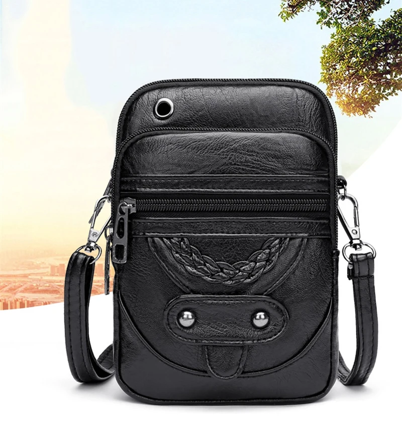 Multifunktion ale weiche pu Leder kleine Umhängetasche für Frauen Vintage Umhängetasche Geldbörse Handy Baga Handtasche Geldbörse – Detail 15