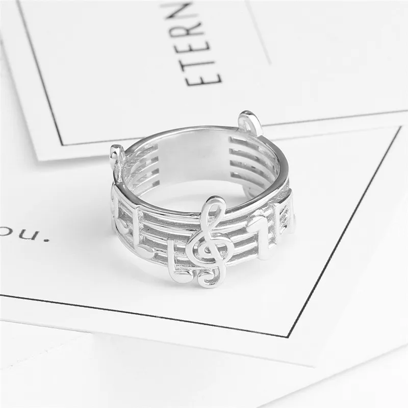 Fashion Musical Note Ring Hollow Musical Symbol Ring Jewelry For Female Music Lovers Wedding Party Music Ring Best Gift