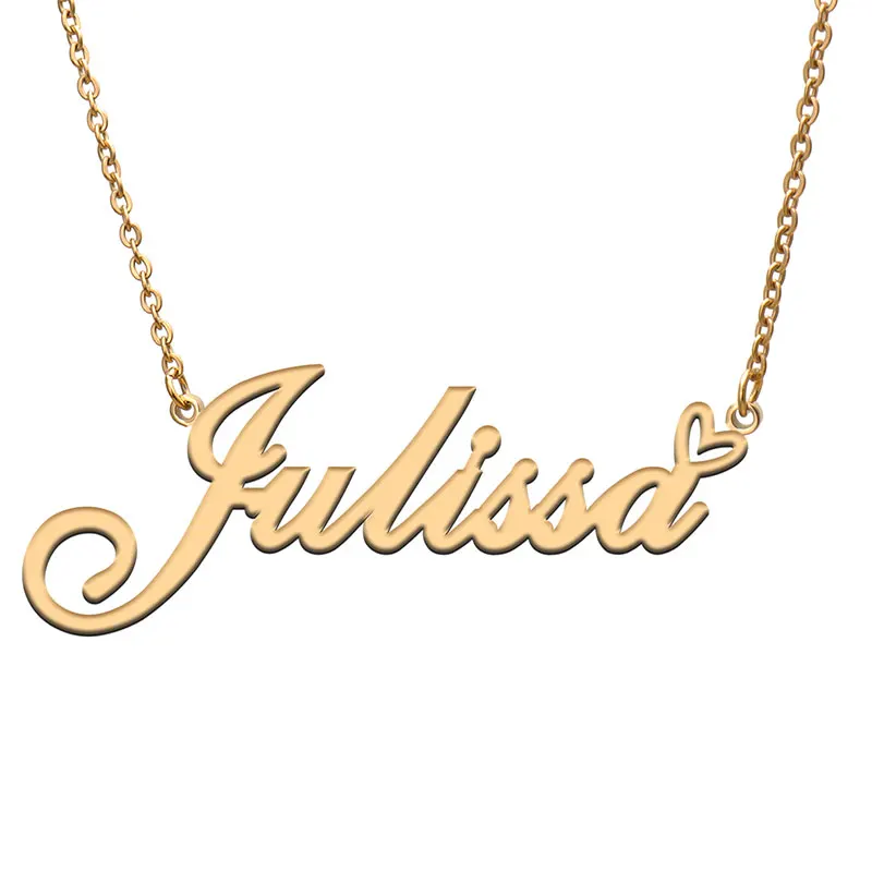 

Julissa Love Heart Name Necklace for Women Stainless Steel Nameplate Pendant Femme Mother Girls Gift