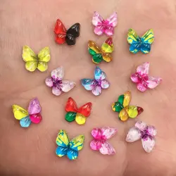 New 80pcs mix resin 10mm Colorful butterflies Flat back rhinestone appliques DIY Wedding scrapbook craft SF492