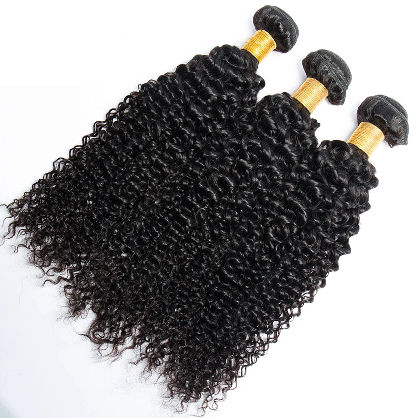 Lemoda Hair Kinky Curly Bundles Brazilian Human Hair Extensions Remy Natural Color Weave 30 Inch Deep Wave Bundles 1 3 4 Piece