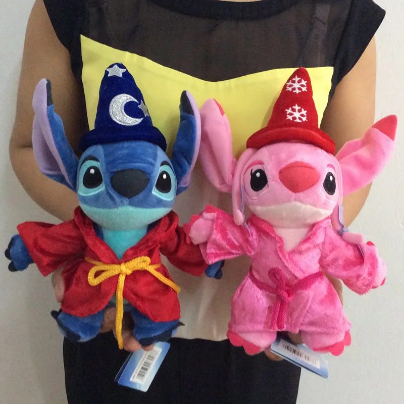 Disney 25 cm cute Magic Stitch and Angel plush toys  Stitch Plush Doll Toys Kids Birthday Wedding Gifts