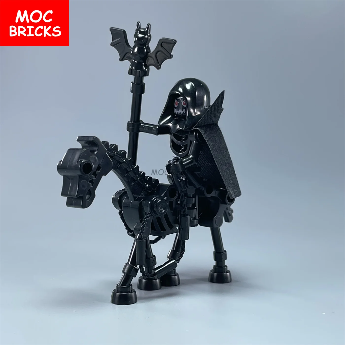 MOC Bausteine DIY Dunkle Magier-Gruppe Totenkopf Skelett Pferd Bauklötze Mini-Puppen Spielzeug für Kinder Geschenke – Detail 1