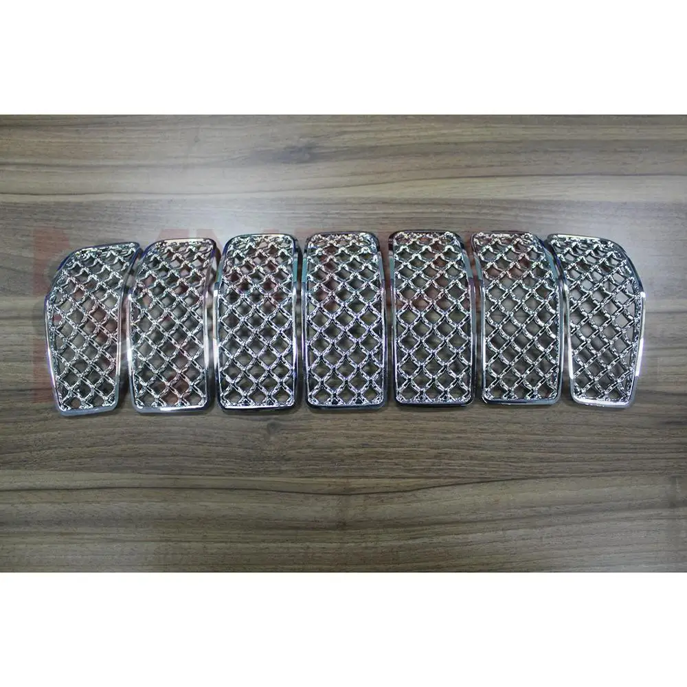 Chrome Front Center Grille Mesh Bumper Grid Inserts For Jeep Cherokee 2015 2016 2017 2018 Silver