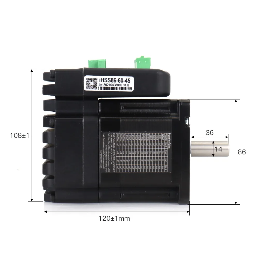 Imagem -02 - Jmc 4.5n. m Nema34 Integrado Circuito Fechado Motor Deslizante 6a 2480vdc 2000rpm Híbrido Servo Motor & Driver para Kits Cnc Ihss866045