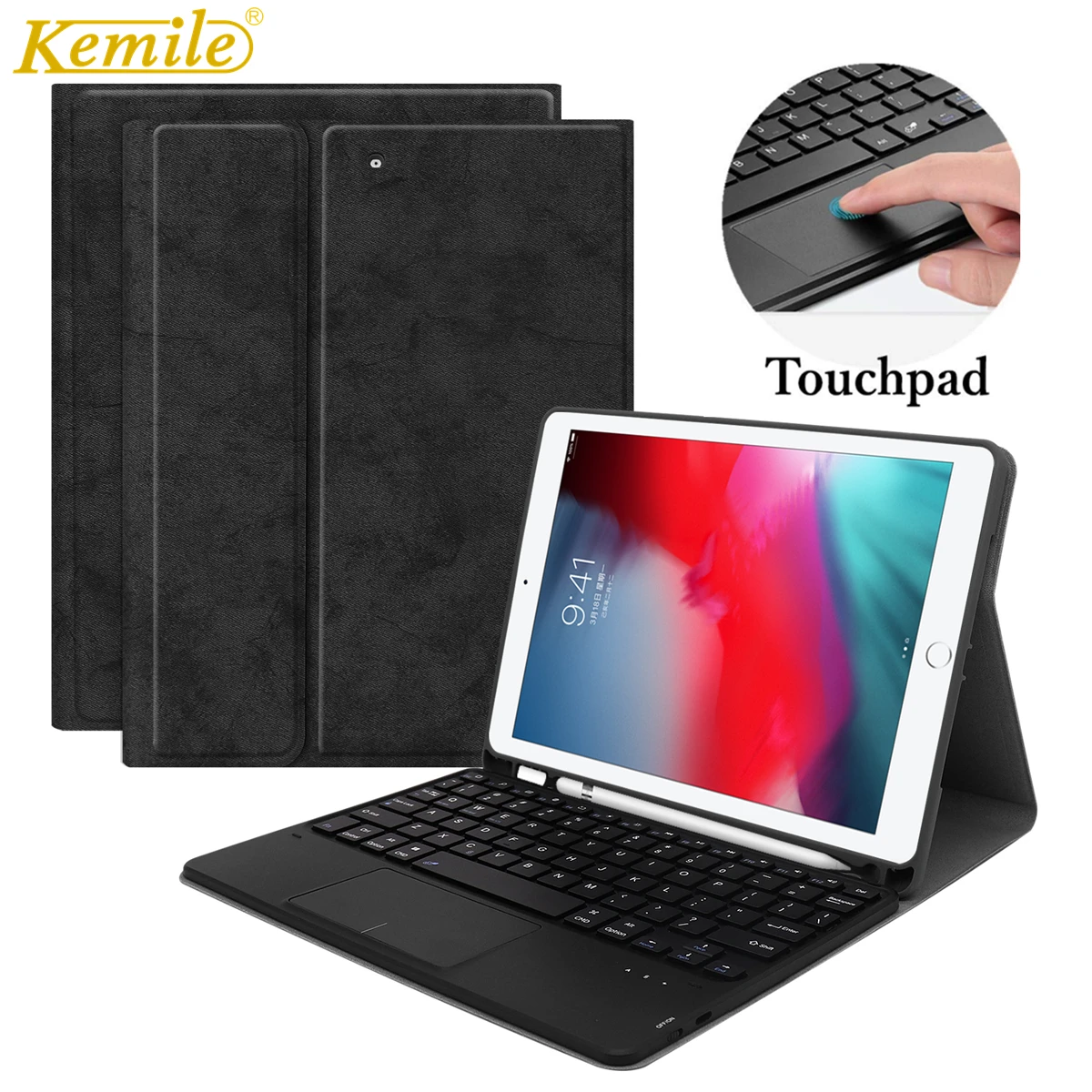 touchpad Keyboard Case for iPad 9.7 2017 2018 5th 6th Air 1/2 9.7 Pro 11 10.5 Cover With Pencil holder funda touchpad Keyboard