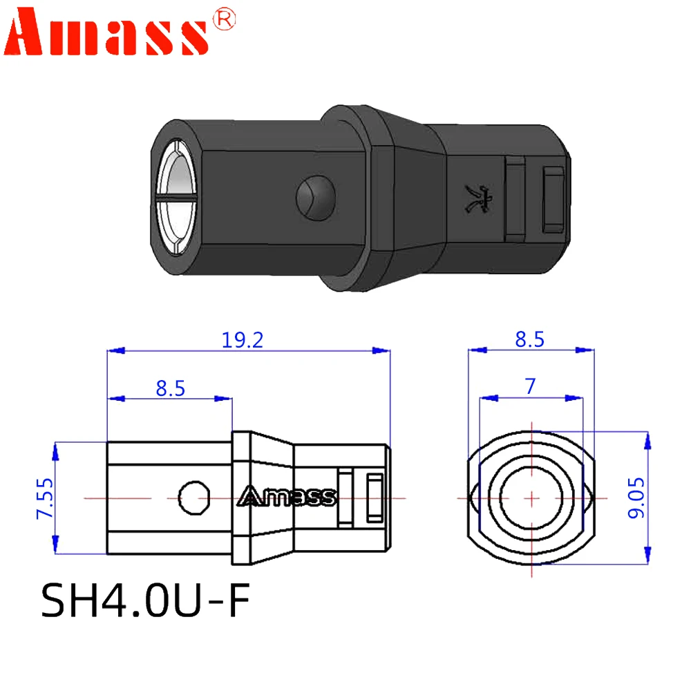 5/10Pair Amass SH4.0U DC500V 35A-50A 4.0mm Bullet Connector with Protective Sleeves For RC Lipo Battery ESC Motor Quadcopter