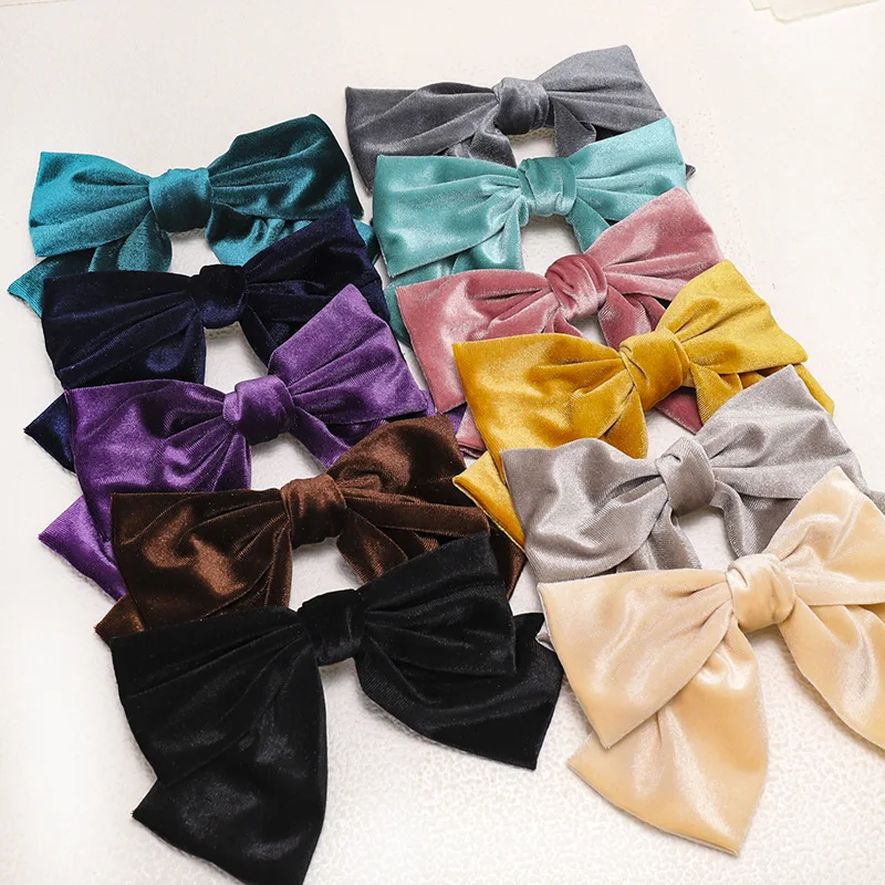 2020 Velvet Barrettes 2 Level Big Bow Pearl Hair Clip Korean Ponytail Clip Hairgrips For Women Autumn And Winter Hair Accessorie