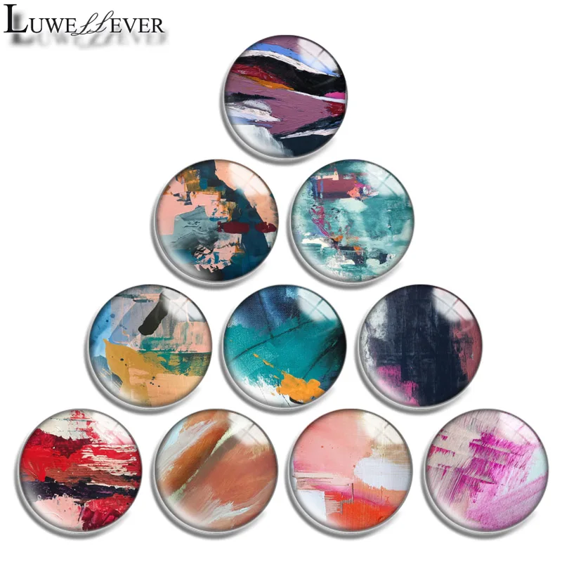 10mm 12mm 16mm 20mm 25mm 30mm 675 Geometry Mix Round Glass Cabochon Jewelry Finding 18mm Snap Button Charm Bracelet