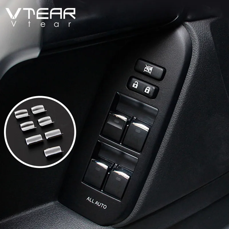 Vtear car window lift switch button trim accessories inner decoration cover interior For Toyota LAND CRUISER 200 2020 parts 2018