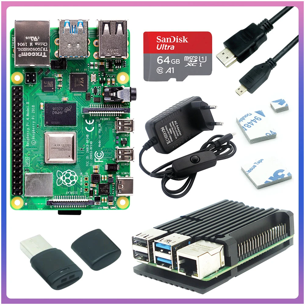 

Originele Raspberry Pi 4 Model B 2GB 4GB 8GB Kit + Aluminium Case + 3A Switch Power+HDMI-compatible +Option 64 32GB TF Card