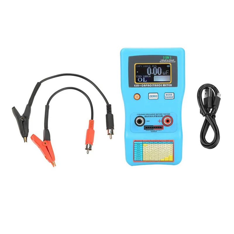 MEC-100 Capacitor Automatic Range Capacitance ESR Meter Tester w/ Kelvin Clip