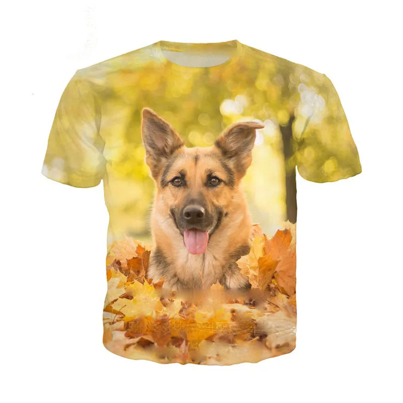 New Summer Oversize German Shepherd Dog Print Graphics T-Shirt Men Women Animal Clothes Harajuku Casual Sports Tops Short Sleeve