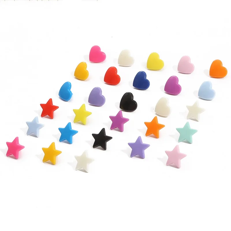 10Sets/Lot Multicolor KAM Brand Heart Shaped Round Plastic Snap Combined Button Fastener For Baby Diaper Clothes Clips Buttons