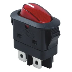 2pcs Red 4 Pins Rocker Switch 16A Round On Off Push Button Switch With Light Electrical Power Switch 250V RK1-010 Black