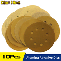 10 Pcs 5 Inch 125MM 8 Holes Aluminium Oxide  60 to 1000 Grits Hook Loop Sandpaper Sanding Disc for Metal & Automotive Wood