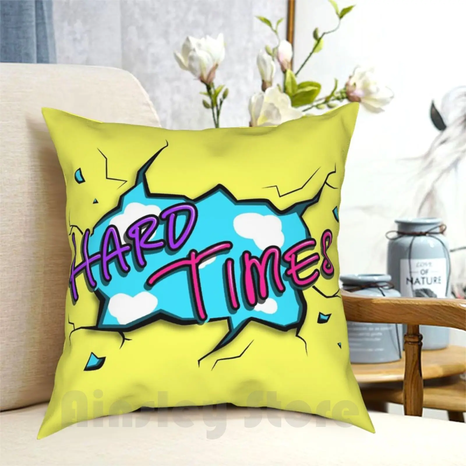 ¡Tiempos difíciles! Funda de almohada impresa para el hogar, almohada suave, tiempos duros, banda Paramore después de risa después de risa