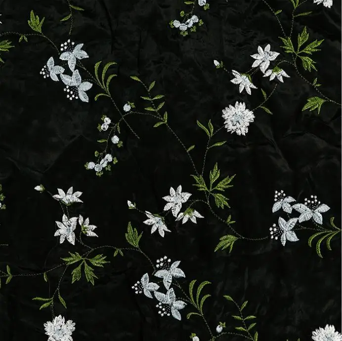 New pattern 50D plant embroidered fabric, skirt casual wear decorative fabric