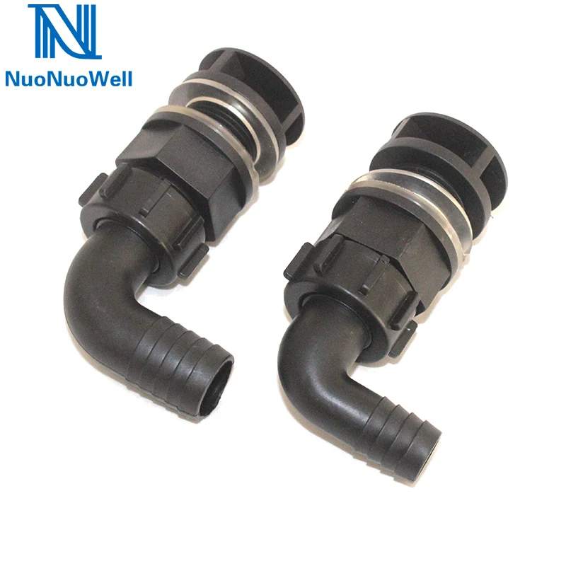 NuoNuoWell conector de mampara de codo de acuario, cubos de 20mm/25mm, tubería de salida inferior, accesorio de drenaje para estanque de peces