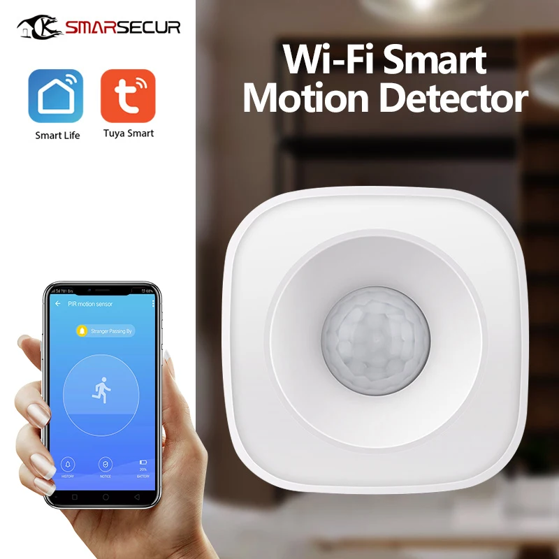 Tuya-Sensor de movimiento PIR, Detector WIFI, aplicación Smart Life, sistema inalámbrico de seguridad para el hogar