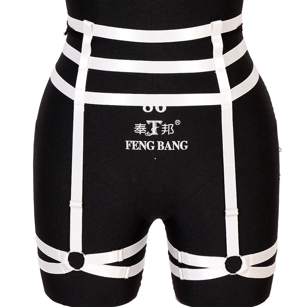 Red Fetish Black Gothic Garter Belt Body Harness Rave Festival Sexy Lingerie Bondage Stocking Leg Harness Pole Dance Garter