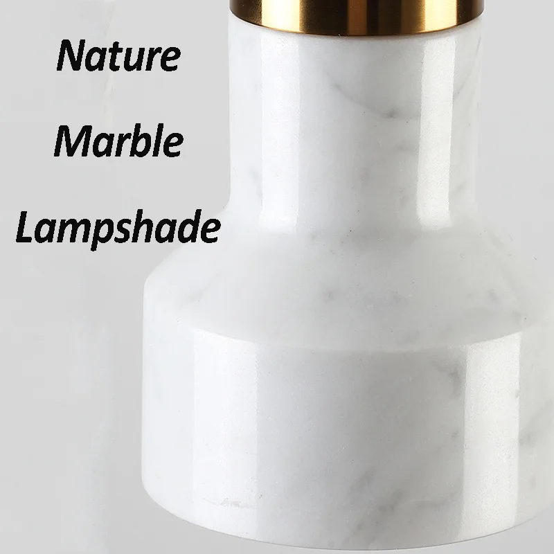 E27 White Marble Pendent Lamp Nordic Retro Light Luxury Living Room Chandelier Bedside Bedroom Hotel Coffee Shop Led Light