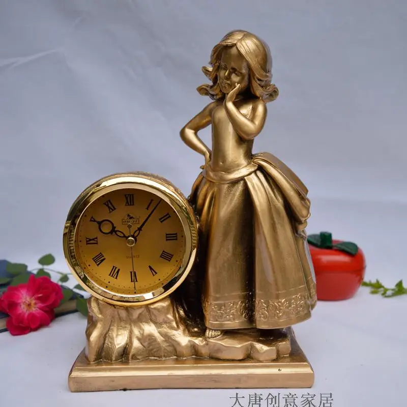 

European bronze Angel Princess seat clock children's room bedroom table clock ornaments desktop household desk