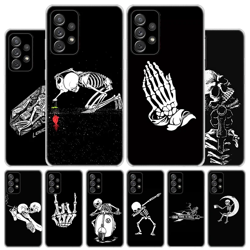 Spooky Skull Funny Dance Skeleton Cover Phone Case For Samsung Galaxy A55 A54 A53 A52 A15 A14 A13 A12 A35 A34 A33 A32 A25 A24 A2