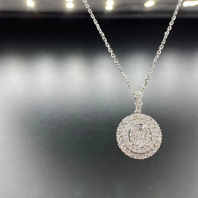 女性のための高級エンゲージメントネックレス,光沢のあるクリスタルcz,ファッショナブルなネックレス,時代を超越したスタイルのジュエリー,卸売り,ロット