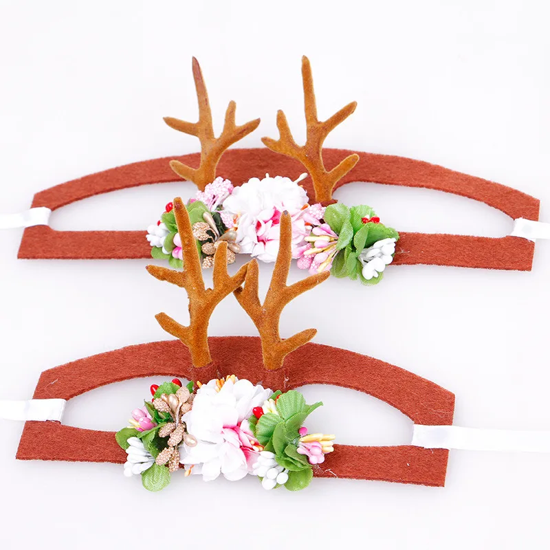 Christmas Pet Antler Headdress For Cat Dog Puppy Red Headband Decoration Crown Hat Headdress Winter New Year Cat Accessories