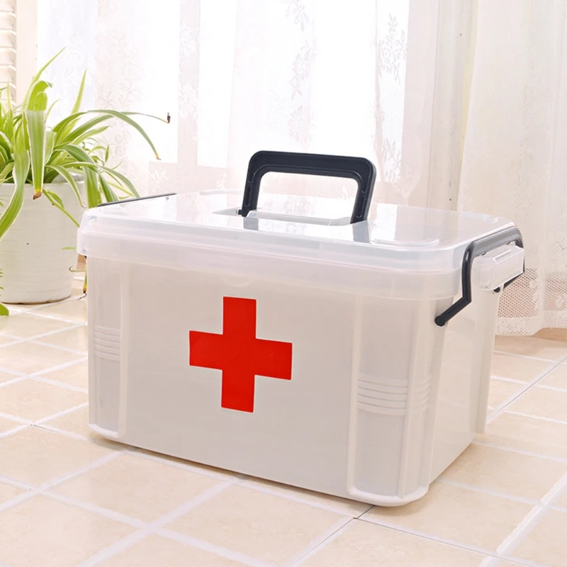 First Aid Kit Portable Emergency Box Medicine Chest for Household Outdoor Travel Hospital Pharmacy Plastic Storage Container