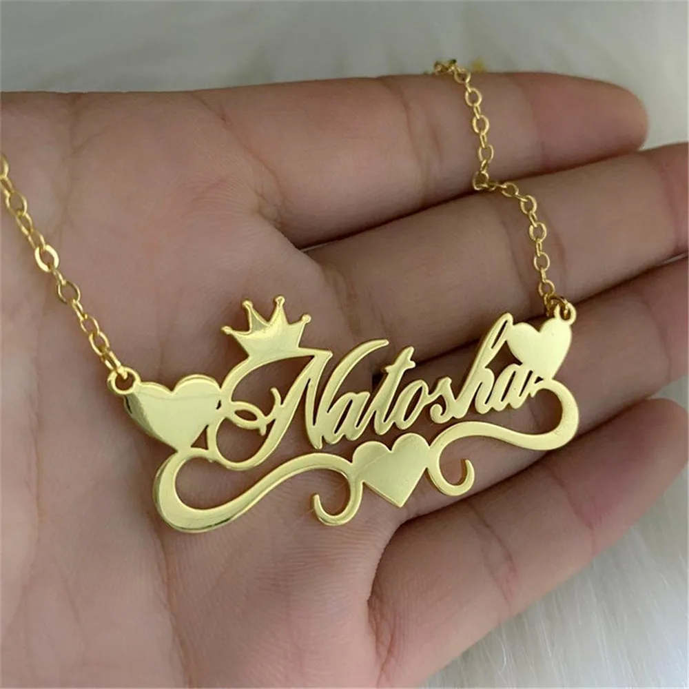 

Custom Name Necklaces Couples Jewelry Customized Nameplate Personalized Stainless Steel Heart Necklace Girlfriend Gift