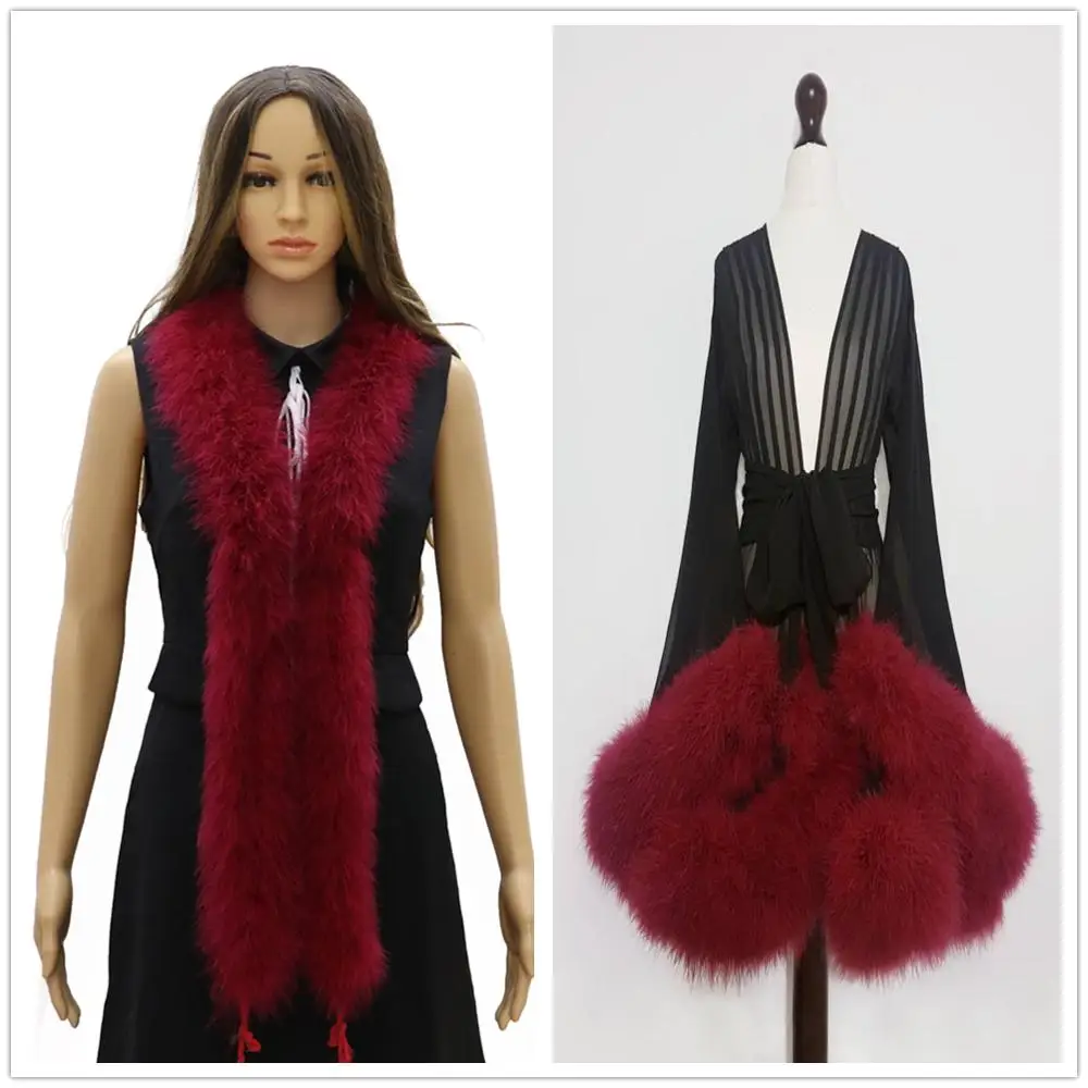 High quality Marabou Turkey Feather Boas 2 Meter Fluffy Soft Decorative Scarf Dyed Various 50 Grams Wedding Dresses Accessories