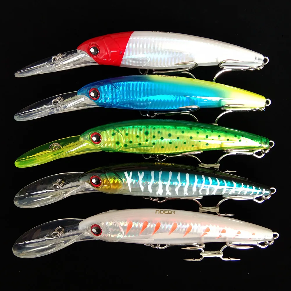 

NOEBY 5pcs Trolling Minnow Fishing Lures 16cm 73g 12cm 30g 14cm slow Sinking Wobblers Hard Bait for Pike Saltwater Fishing Lure